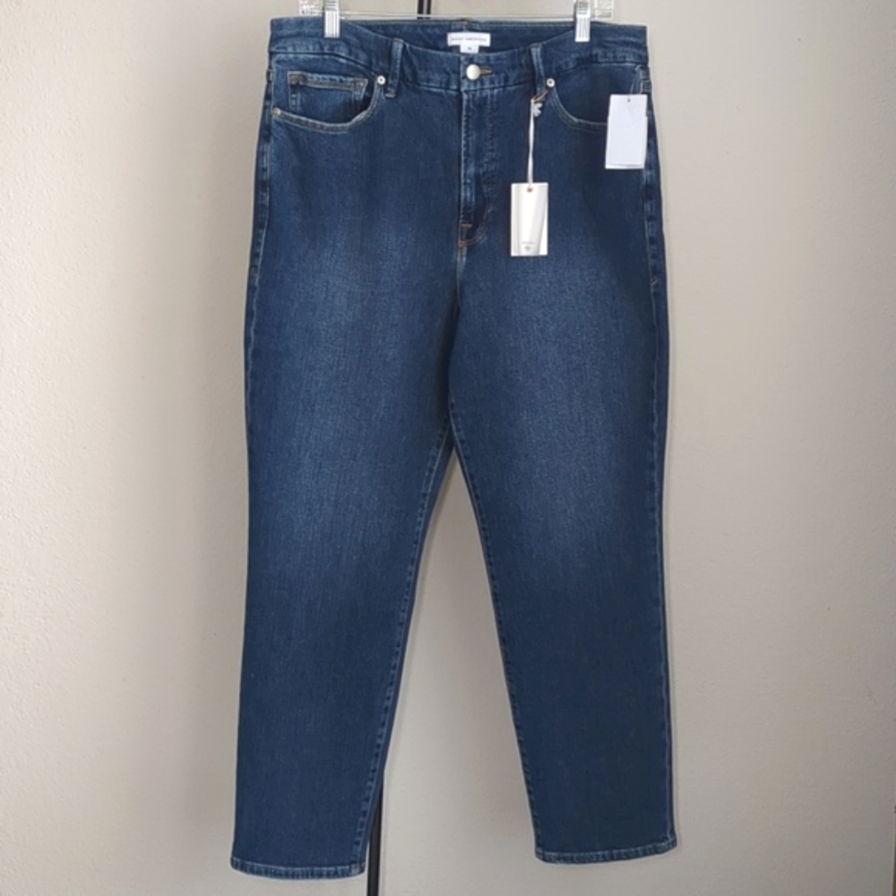 Good American Good Classic High Rise Medium Wash Stretch Slim Fit Jean Sz 15